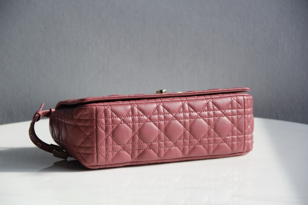 Large Dior Caro Bag Cherry Pink Supple Cannage Calfskin